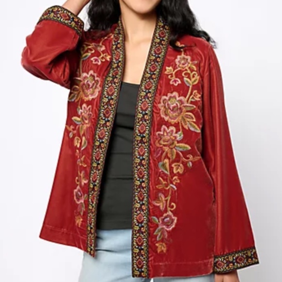 Belle Boho by Kim Gravel Embroidered Velvet Jacket Small NWOT - Picture 1 of 8